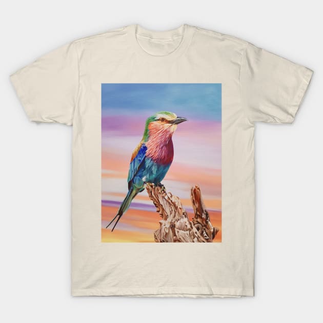 Lilac-breasted Roller Bird Painting T-Shirt by EmilyBickell